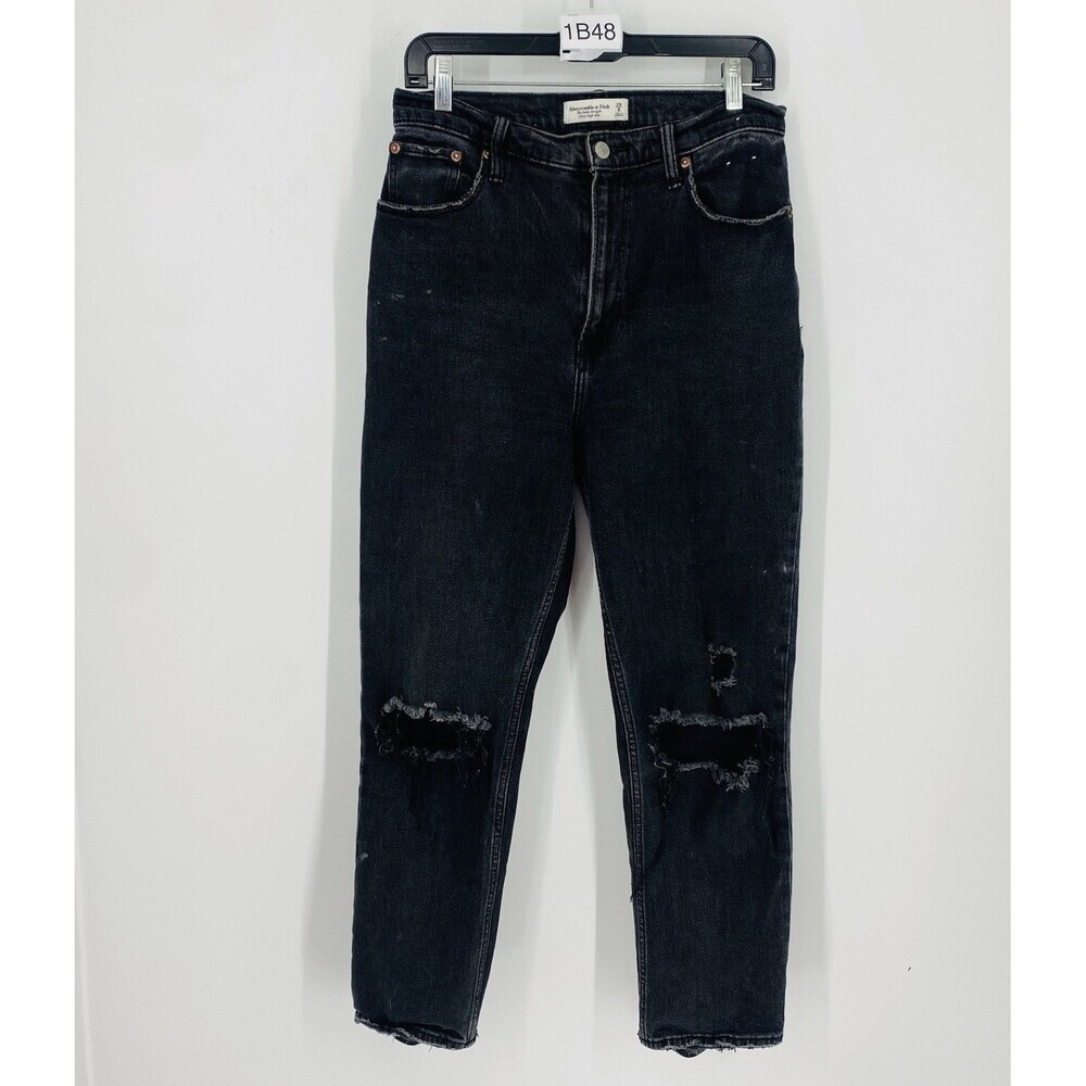 Abercrombie & Fitch The Ankle Straight Ultra High Rise Curve Love Black Wash 29
